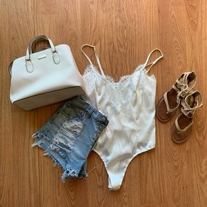 PrettyLittleThing Satin Lace Bodysuit